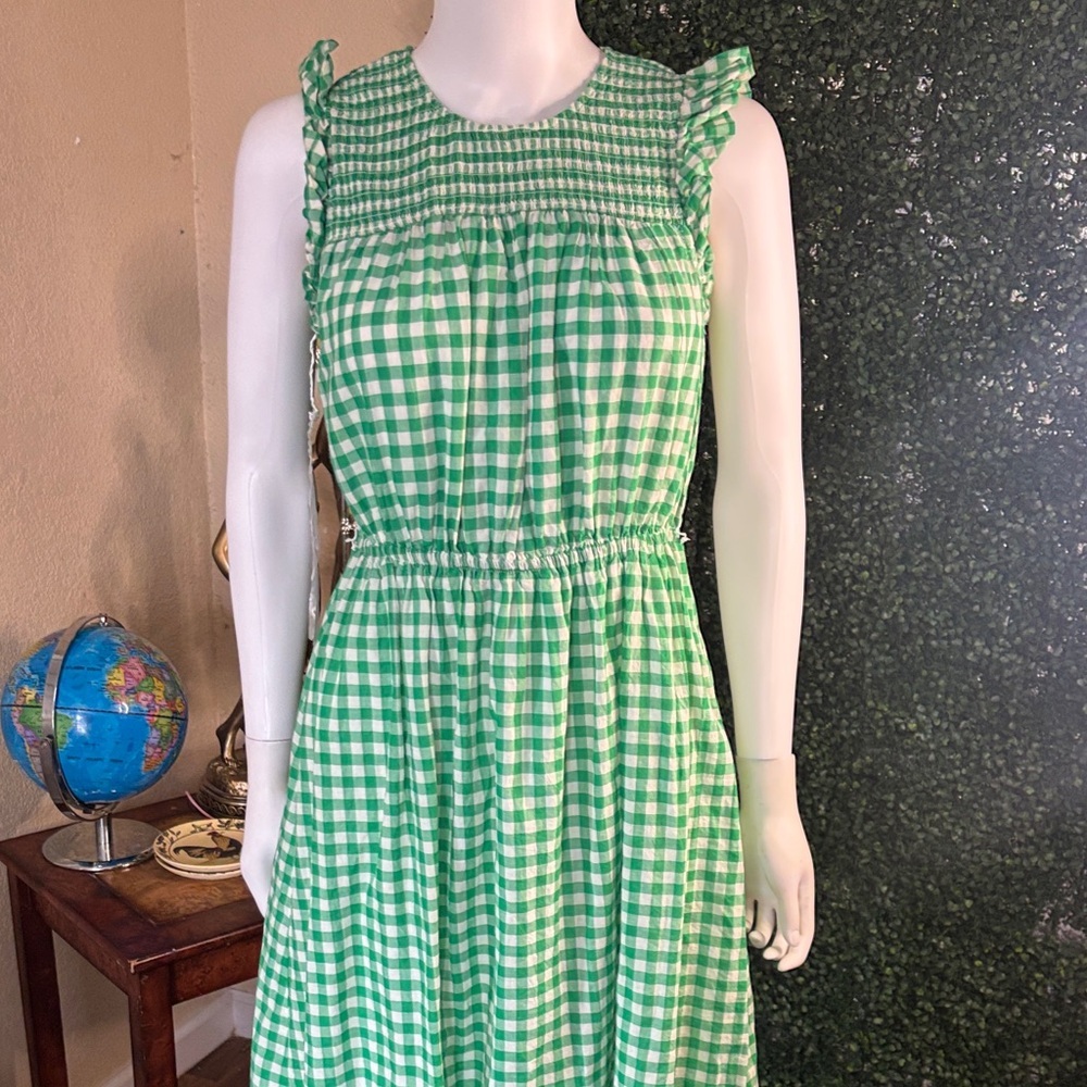 Draper James Mint Green Gingham Midi Dress ( doesnt have the belt) # 105 - Picture 3 of 11